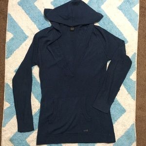 BCBG Navy Long Sleeve Hooded Sweater with Pockets